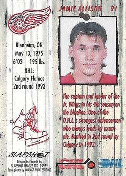 1995-96 Slapshot Memorial Cup #91 Jamie Allison Back