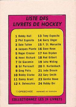 1971-72 O-Pee-Chee - Booklets French #10 Bobby Clarke Back