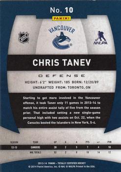 2013-14 Panini Totally Certified #10 Chris Tanev Back