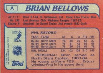 1985-86 Topps - Wax Box Bottom Panels Singles #A Brian Bellows Back