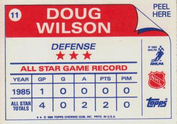 1985-86 Topps - Stickers #11 Doug Wilson Back