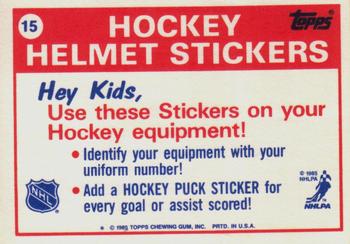 1985-86 Topps - Stickers #15 Detroit Red Wings Back