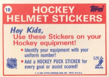 1985-86 Topps - Stickers #18 Calgary Flames Back
