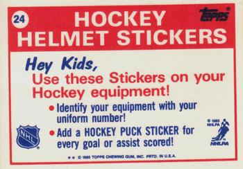 1985-86 Topps - Stickers #24 Vancouver Canucks Back