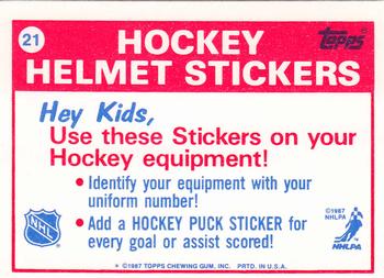 1987-88 Topps - Stickers #21 Chicago Blackhawks Back