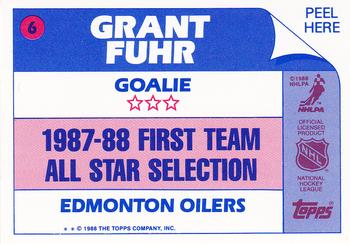 1988-89 Topps - Stickers #6 Grant Fuhr Back