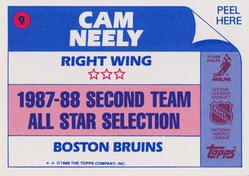 1988-89 Topps - Stickers #9 Cam Neely Back