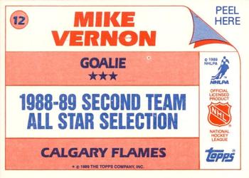 1989-90 Topps - Stickers #12 Mike Vernon Back