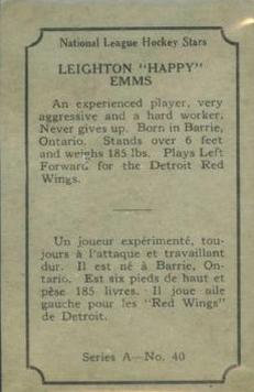 1933-34 O-Pee-Chee (V304A) #40 Leighton Emms Back