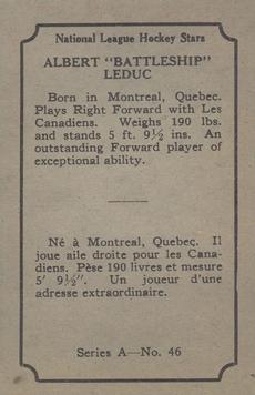 1933-34 O-Pee-Chee (V304A) #46 Albert Leduc Back