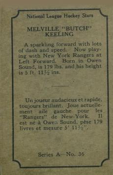1933-34 O-Pee-Chee (V304A) #36 Melville Keeling Back