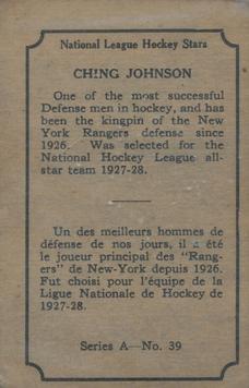 1933-34 O-Pee-Chee (V304A) #39 Ching Johnson Back
