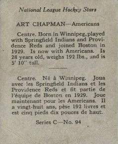 1935-36 O-Pee-Chee (V304C) #94 Art Chapman Back