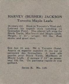 1937-38 O-Pee-Chee (V304E) #139 Busher Jackson Back