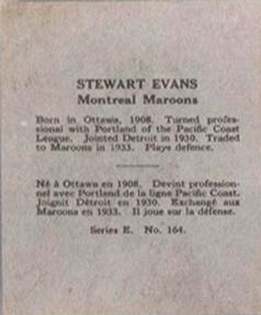 1937-38 O-Pee-Chee (V304E) #164 Stewart Evans Back