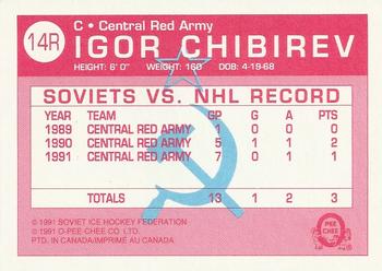 1991-92 O-Pee-Chee - Sharks & Russians Inserts #14R Igor Chibirev Back