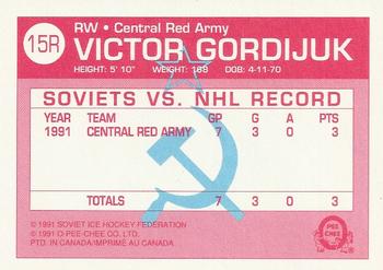 1991-92 O-Pee-Chee - Sharks & Russians Inserts #15R Victor Gordijuk Back