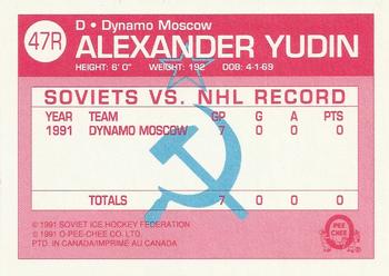 1991-92 O-Pee-Chee - Sharks & Russians Inserts #47R Alexander Yudin Back