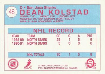 1991-92 O-Pee-Chee - Sharks & Russians Inserts #4S Dean Kolstad Back