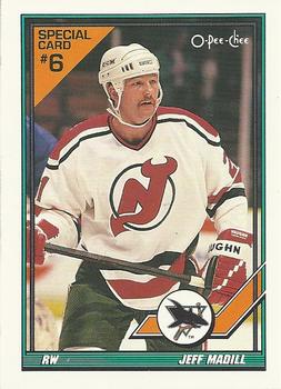1991-92 O-Pee-Chee - Sharks & Russians Inserts #6S Jeff Madill Front