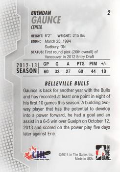 2013-14 In The Game Heroes and Prospects #2 Brendan Gaunce Back