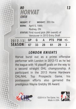 2013-14 In The Game Heroes and Prospects #13 Bo Horvat Back