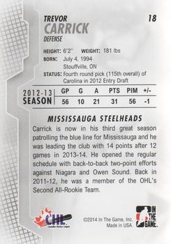 2013-14 In The Game Heroes and Prospects #18 Trevor Carrick Back