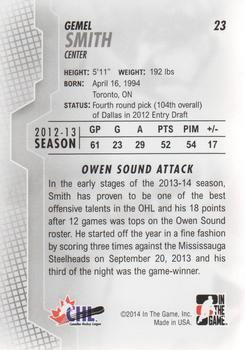 2013-14 In The Game Heroes and Prospects #23 Gemel Smith Back