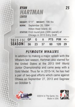2013-14 In The Game Heroes and Prospects #25 Ryan Hartman Back