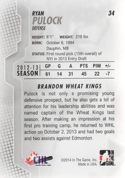 2013-14 In The Game Heroes and Prospects #34 Ryan Pulock Back