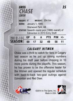 2013-14 In The Game Heroes and Prospects #35 Greg Chase Back