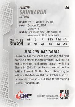 2013-14 In The Game Heroes and Prospects #46 Hunter Shinkaruk Back
