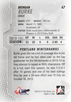 2013-14 In The Game Heroes and Prospects #47 Brendan Burke Back