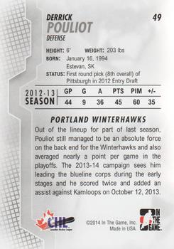 2013-14 In The Game Heroes and Prospects #49 Derrick Pouliot Back