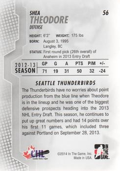 2013-14 In The Game Heroes and Prospects #56 Shea Theodore Back
