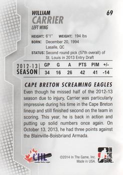 2013-14 In The Game Heroes and Prospects #69 William Carrier Back