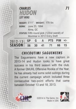 2013-14 In The Game Heroes and Prospects #71 Charles Hudon Back