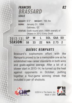 2013-14 In The Game Heroes and Prospects #82 Francois Brassard Back
