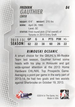 2013-14 In The Game Heroes and Prospects #84 Frederik Gauthier Back