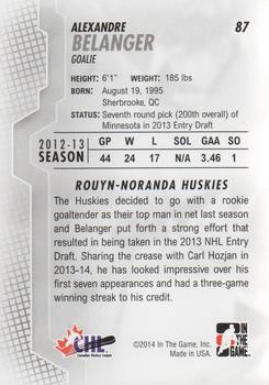 2013-14 In The Game Heroes and Prospects #87 Alexandre Belanger Back