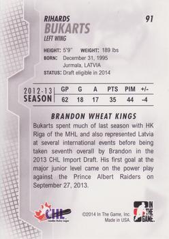 2013-14 In The Game Heroes and Prospects #91 Rihards Bukarts Back