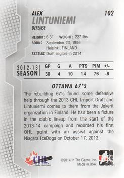 2013-14 In The Game Heroes and Prospects #102 Alex Lintuniemi Back