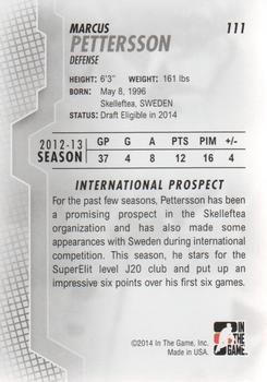 2013-14 In The Game Heroes and Prospects #111 Marcus Pettersson Back