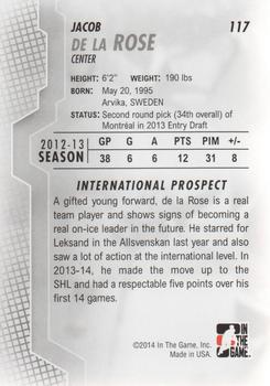 2013-14 In The Game Heroes and Prospects #117 Jacob de la Rose Back