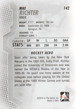 2013-14 In The Game Heroes and Prospects #142 Mike Richter Back