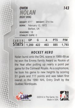 2013-14 In The Game Heroes and Prospects #143 Owen Nolan Back