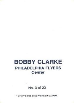 1977-78 O-Pee-Chee - Glossy Inserts (Square Corners) #3 Bobby Clarke Back