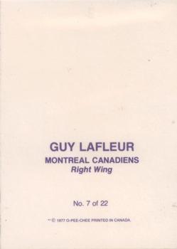 1977-78 O-Pee-Chee - Glossy Inserts (Square Corners) #7 Guy Lafleur Back
