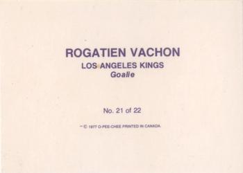 1977-78 O-Pee-Chee - Glossy Inserts (Square Corners) #21 Rogatien Vachon Back