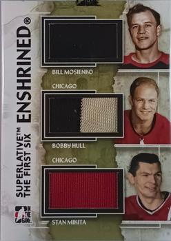 2013-14 In The Game Superlative The First Six - Enshrined Triple Jerseys #E-10 Bill Mosienko / Bobby Hull / Stan Mikita Front